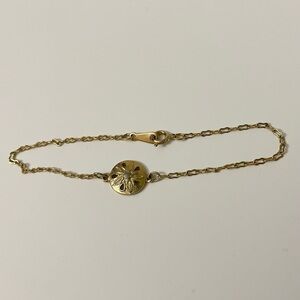 Vintage Gold Tone Chain Bracelet with Floral Medallion